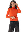 Дамска поло пуловер в оранжево от фино плетиво Chica-0 снимка