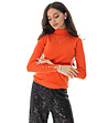 Дамска поло пуловер в оранжево от фино плетиво Chica-3 снимка