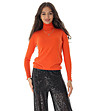 Дамска поло пуловер в оранжево от фино плетиво Chica-4 снимка