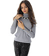 Дамска поло пуловер в сиво от фино плетиво Chica-3 снимка