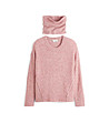 Розов дамски пуловер с подвижна яка Odilia-3 снимка