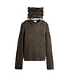 Дамски пуловер в кафяв меланж с подвижна яка Netty-2 снимка