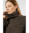 Дамски пуловер в кафяв меланж с подвижна яка Netty-4 снимка