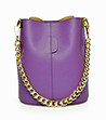 Дамска кожена чанта със златиста верижка Andrina в нюанс на цвят виолет-1 снимка