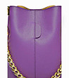 Дамска кожена чанта със златиста верижка Andrina в нюанс на цвят виолет-4 снимка