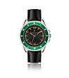 Сребрист мъжки часовник със зелен безел и черна каишка Baden-0 снимка