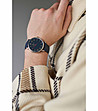 Сребрист unisex часовник с кафяв циферблат и синя каишка Nyon-1 снимка