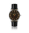 Сребрист unisex часовник с черна кожена каишка Nyon-0 снимка