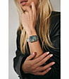 Сребрист дамски часовник със зелен циферблат Morges-1 снимка