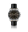 Сребрист дамски часовник с черна кожена каишка Wengen-0 снимка