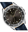 Сребрист дамски часовник с тъмносиня кожена каишка Wengen-2 снимка