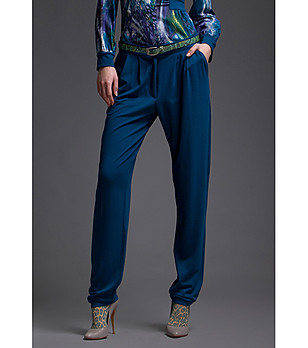 Дамски панталон в цвят петрол Linela снимка