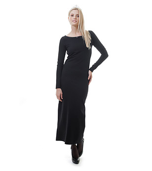 Черна дълга рокля с ефектен гръб Zola снимка