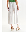 Бял дамски панталон от памук и лен Emera-2 снимка
