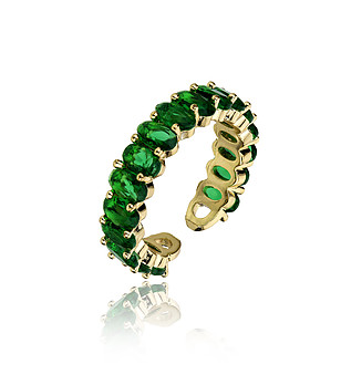 Златист дамски пръстен със зелени камъни Arabella g снимка