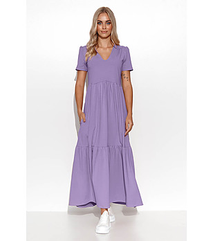 Памучна рокля в лилав цвят Juliet снимка