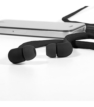 Черни слушалки с текстилна лента снимка