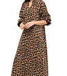 Памучна рокля в цвят камел с леопардов принт Carian-2 снимка