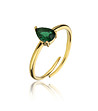 Позлатен дамски пръстен със зелен цирконий Presley-0 снимка