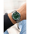 Сребрист мъжки часовник със зелен циферблат  Zam-1 снимка