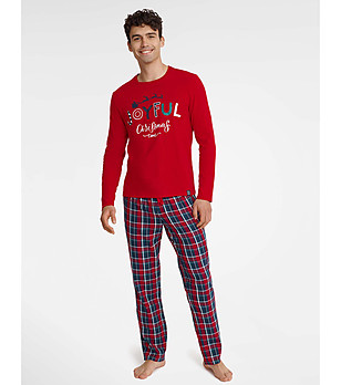 Мъжка памучна пижама в червено Glance снимка