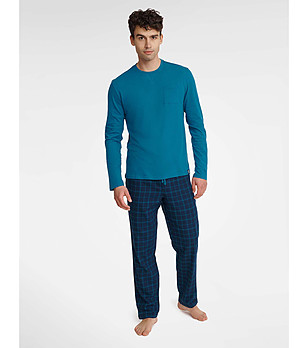 Мъжка памучна пижама в сини нюанси Unusual снимка