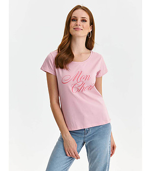Памучна дамска розова тениска Dezela снимка