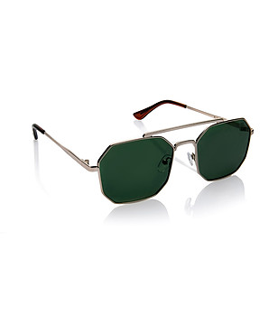 Слънчеви сребристи поляризирани очила със зелени лещи снимка