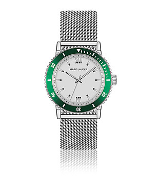 Сребрист дамски часовник със зелен безел Sofia снимка