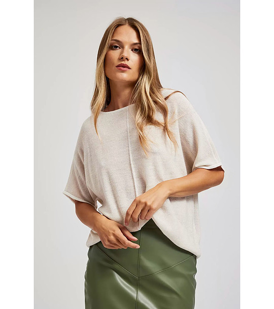 Дамска блуза в светъл беж със златисти нишки Livena снимка