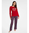 Червена памучна дамска пижама на каре Glance 4-0 снимка