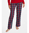 Червена памучна дамска пижама на каре Glance 4-3 снимка