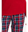 Червена памучна дамска пижама на каре Glance 4-4 снимка