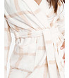 Дамски халат в цвят крем на каре Great-2 снимка