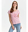 Памучна дамска розова тениска Dezela-0 снимка