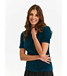 Дамска пухкава блуза в цвят петрол Giana-0 снимка