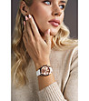 Розовозлатист дамски часовник с бяла каишка Valencia-3 снимка