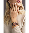 Розовозлатист дамски часовник с кафява кожена каишка Valencia-3 снимка
