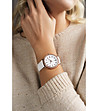 Дамски часовник в розовозлатисто и бяло с камъчета Monako-3 снимка