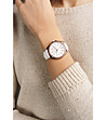 Дамски розовозлатист часовник с бяла каишка и камъчета Malaga-3 снимка