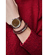 Мъжки часовник в сребристо с кафява кожена каишка Vevey-3 снимка