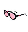 Черни овални слънчеви очила с розови лещи-0 снимка