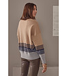 Дамски пуловер в цвят мока и сиво Beti-1 снимка