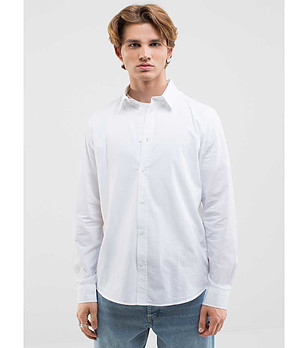 Мъжка памучна риза в цвят крем Misip снимка