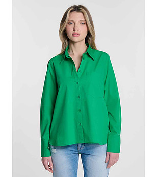 Зелена памучна дамска риза Tiroko снимка