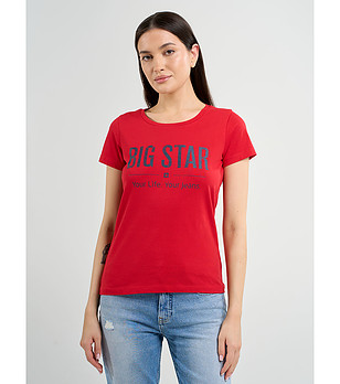 Червена дамска памучна тениска Brunona снимка