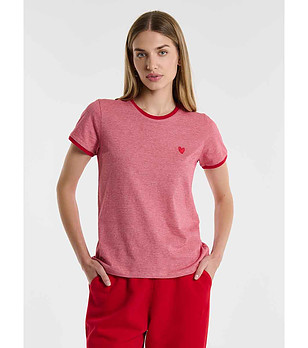 Червена дамска памучна тениска Anne снимка