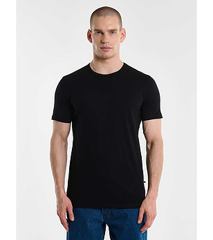 Черна памучна мъжка тениска Classac снимка