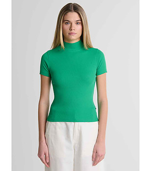 Зелена дамска блуза от органичен памук Sanote снимка