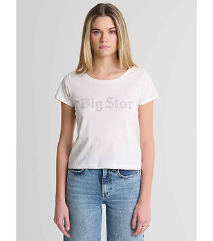 Дамска тениска в екрю от органичен памук Avrora снимка